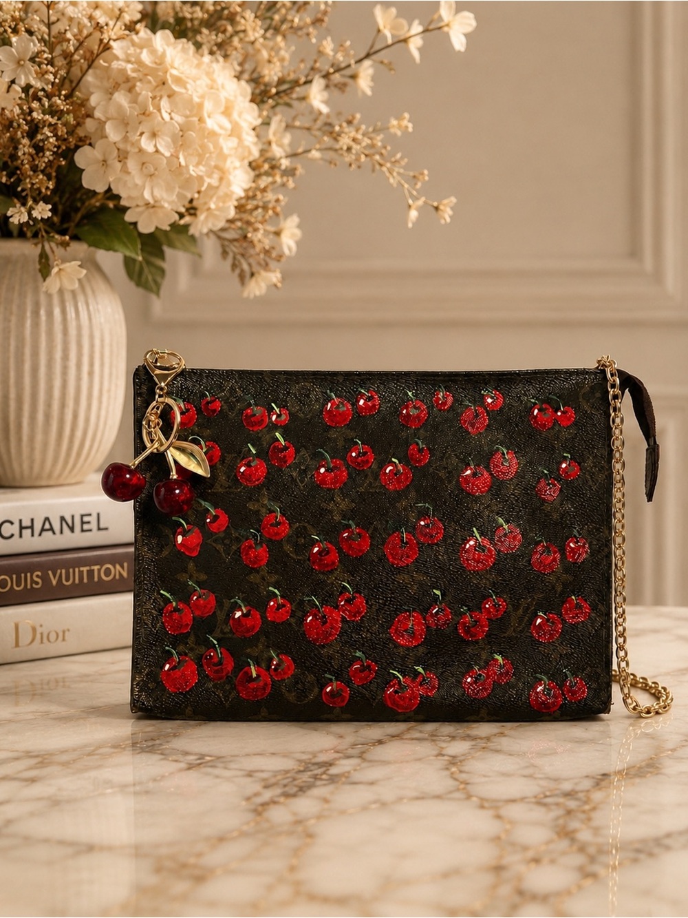 Cherry Kiss Custom Louis Vuitton Pochette Crossbody 🍒